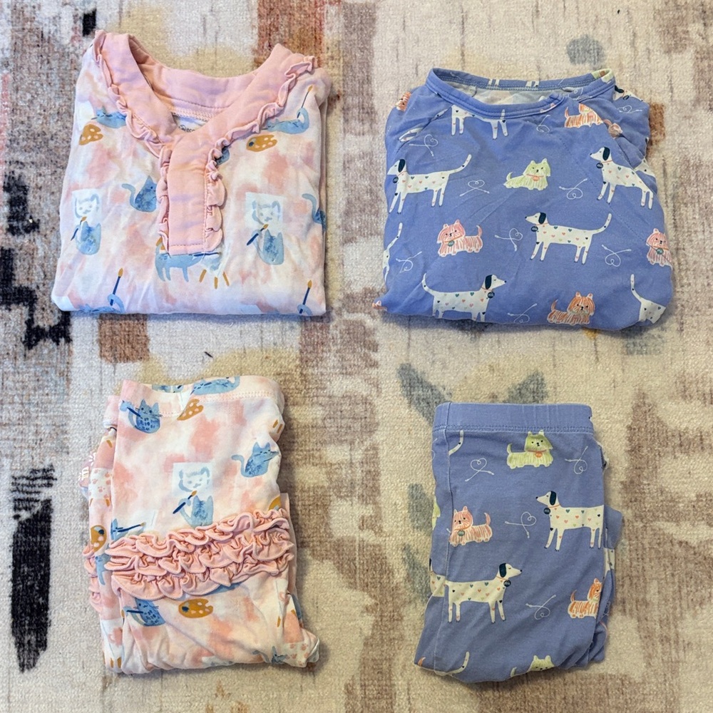 Magnetic Me 18-24M Adorable Cat Print Kids Pajamas Set - Pink and Blue
